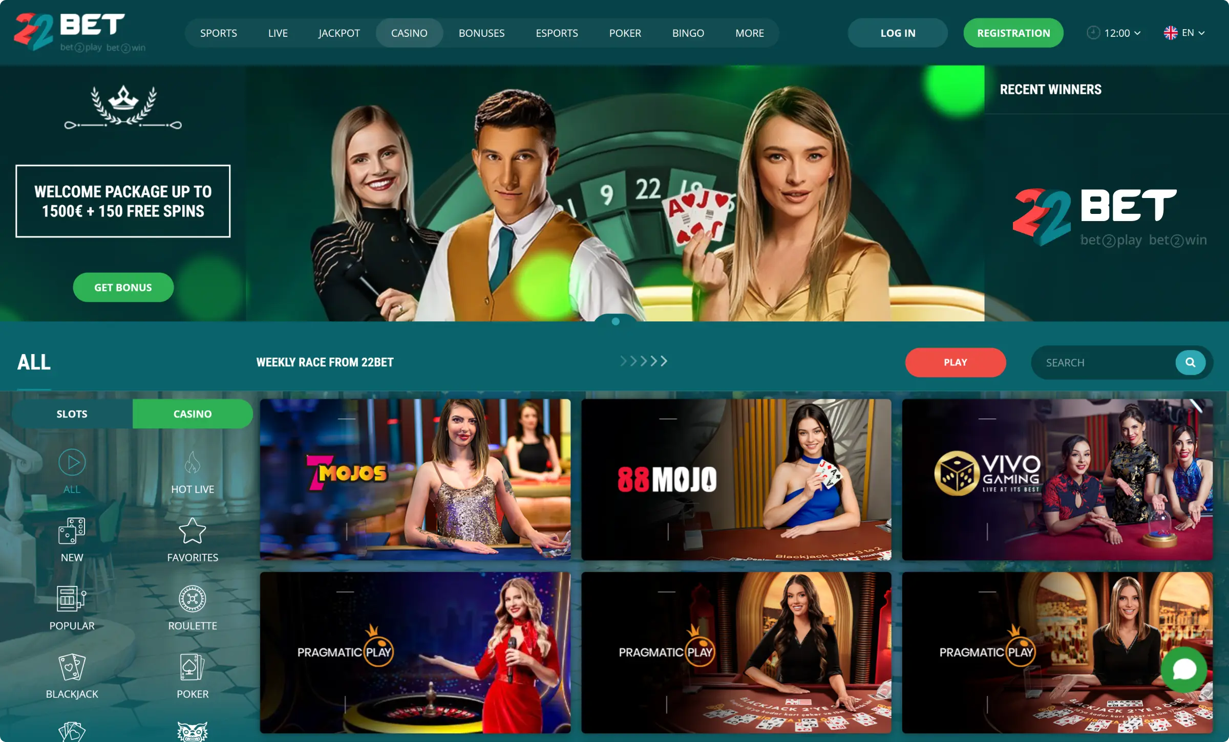 22Bet Croupiers En Vivo En Línea